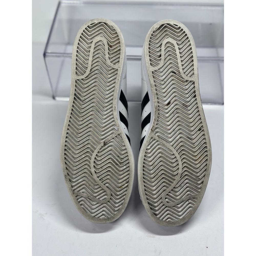 Men's Adidas Superstar Cloud White/Black Leather Sneakers Size 7 Pre-owned - Picture 7 of 8
